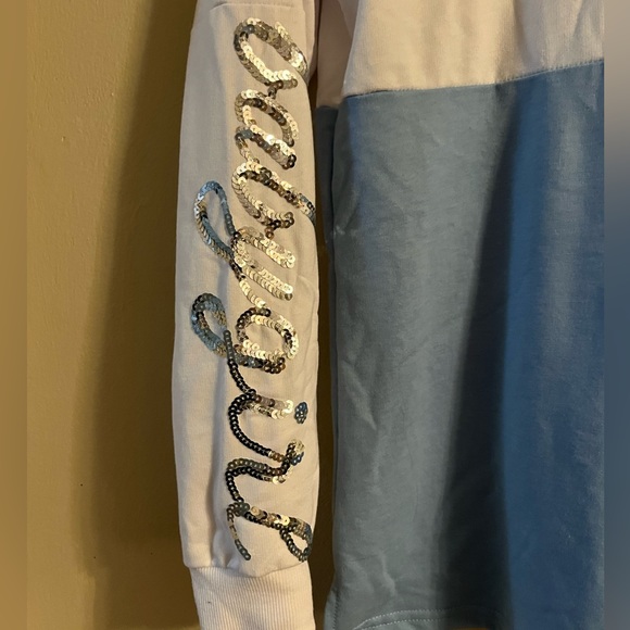 Rue21 “Baby girl” silver sequin long sleeve shirt sweatshirt colorblock cute! - Picture 2 of 8